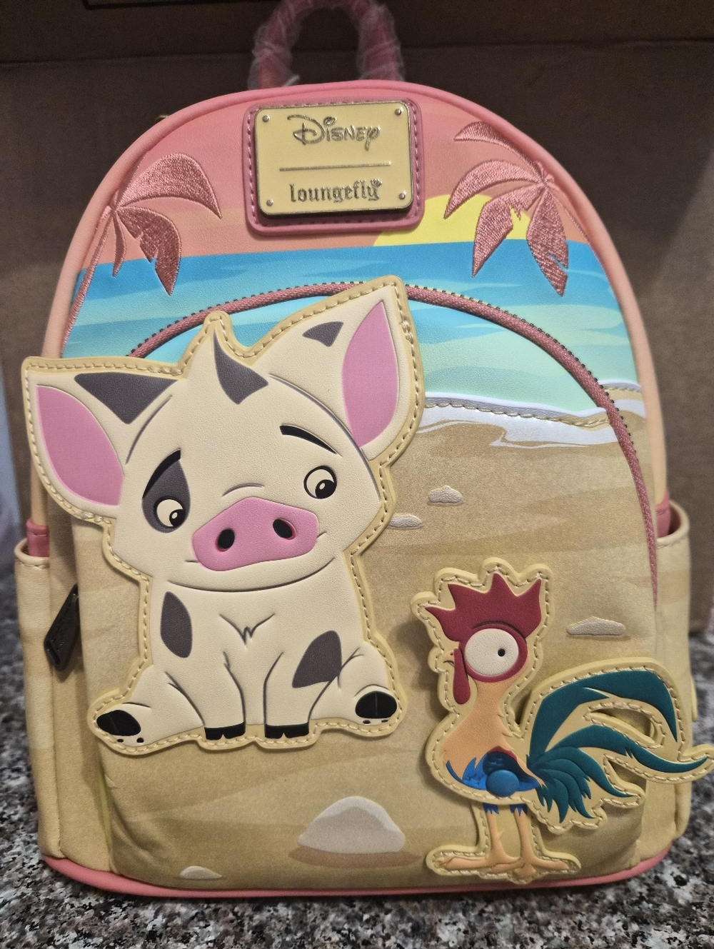 Loungefly Pink & Tan Disney Pua and Hei Hei Mini Backpack